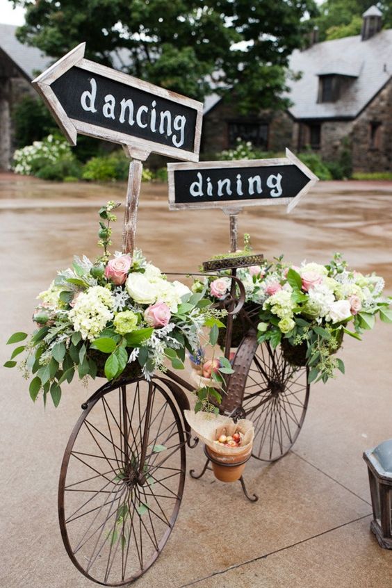 rustic wedding sign flowers decor