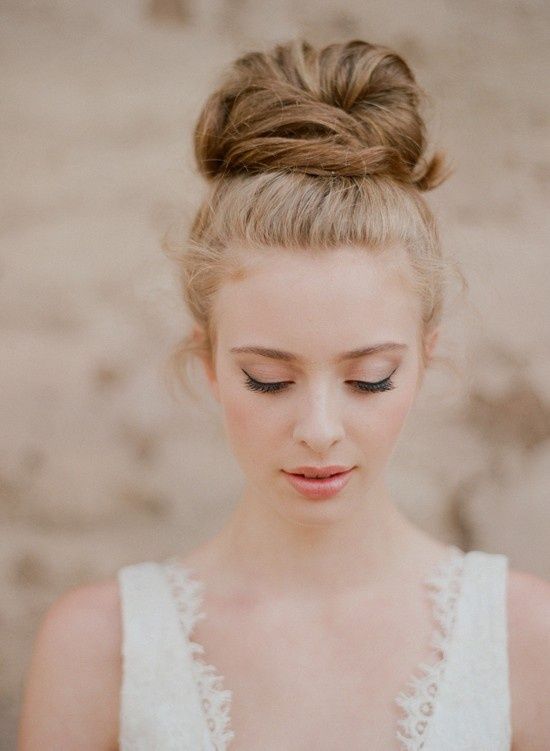 simple topknot bridal hairstyle