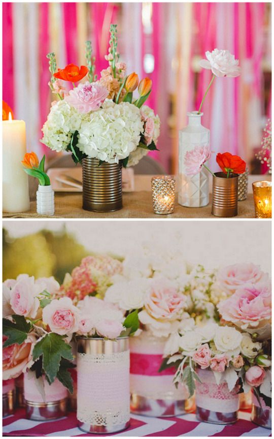 tin can wedding DIY ideas- floral containers