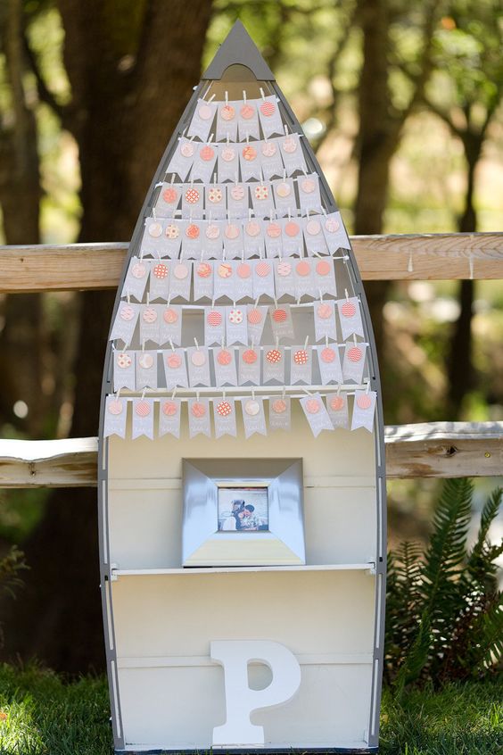 unique wedding canoe place card display