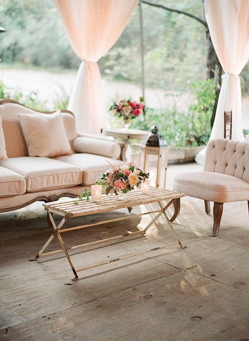 vintage furniture for wedding reception seating