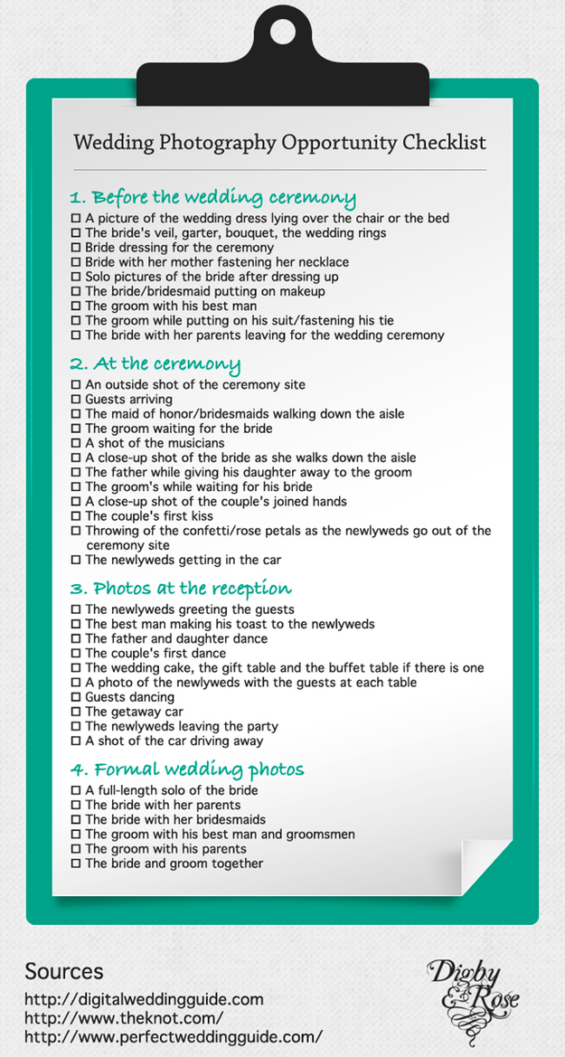 wedding photography opportunity checklist