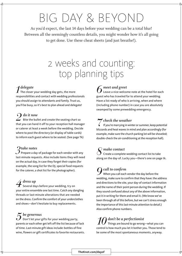 wedding planning - 2 weeks and counbting top planning tips