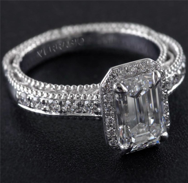 white gold emerald cut engagement rings