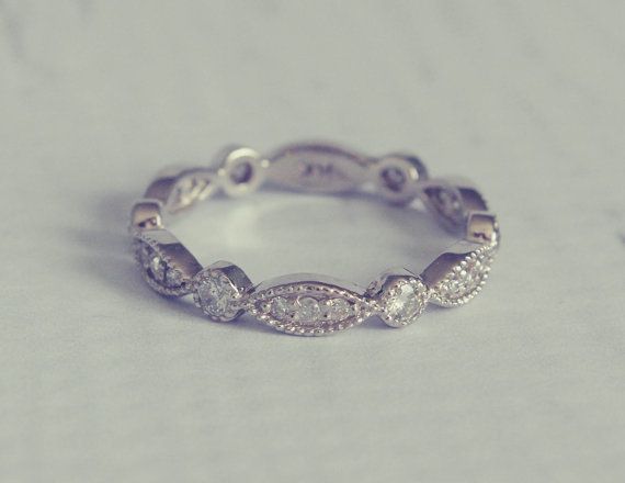 1930's Style Diamond Pave Wedding Band Ring