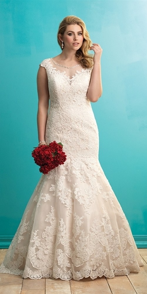 Allure Illusion plus size lace wedding dress
