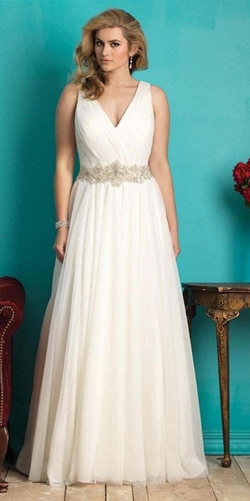 Allure v neck plus size wedding dress