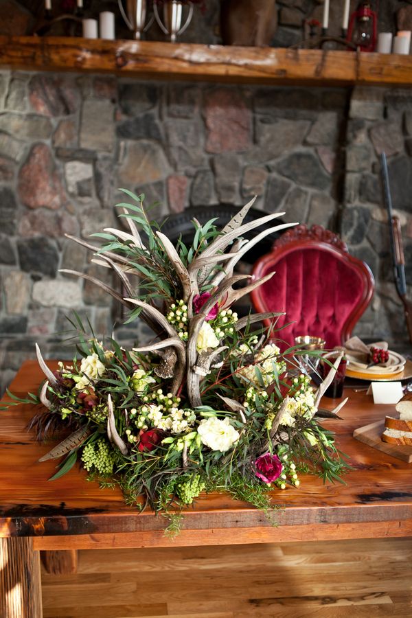 Antler Wedding Flowers Rustic English Hunting Wedding Ideas