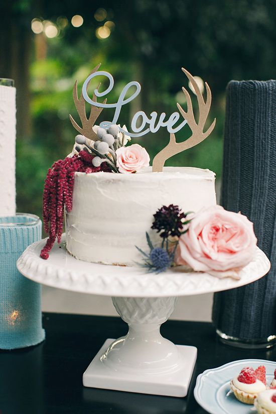 Antler cake topper for whimsical woodland wedding