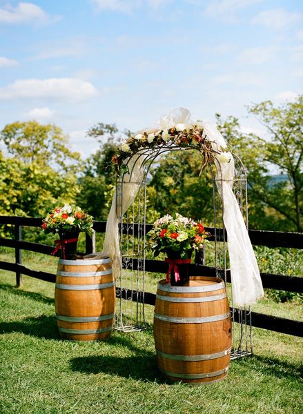 Arch with Barrels for a Vineyard Wedding