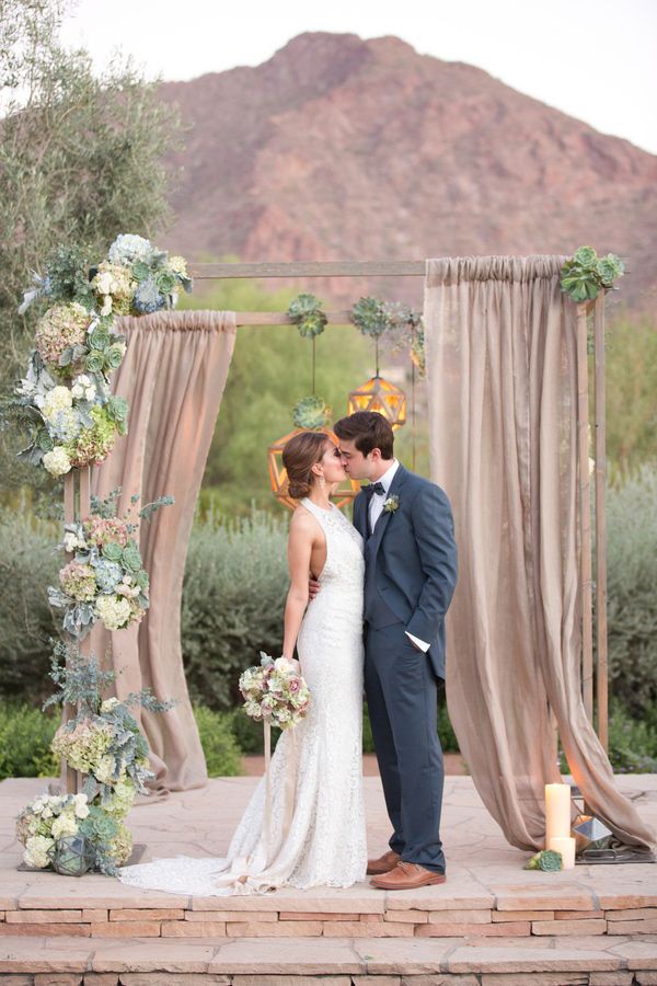 Arizona succulent wedding arch for rustic wedding ceremony