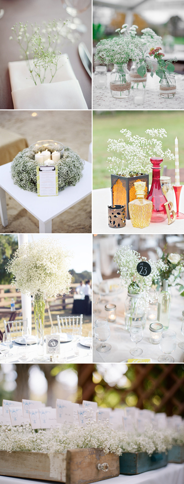 Baby's breath wedding tablescape ideas