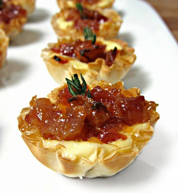 Baked Brie and Bacon Jam Phyllo Cups