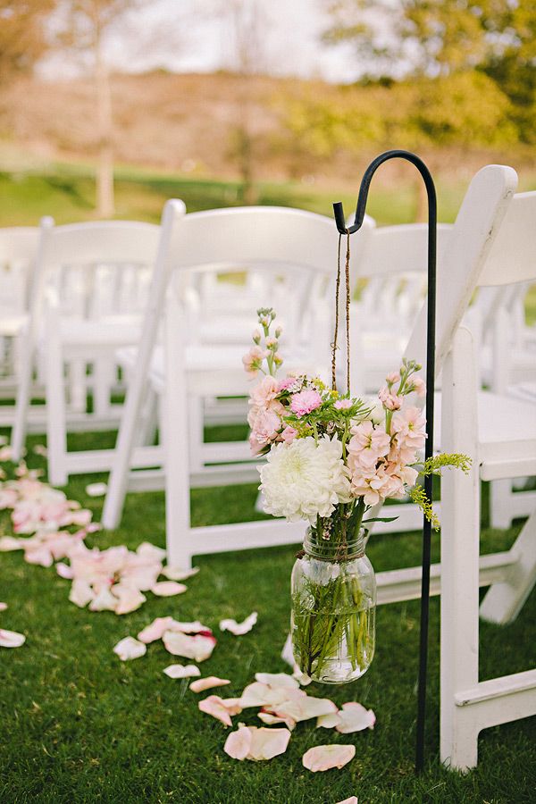 Ball Jar's with Wildflowers for Outdoor Barn Wedding