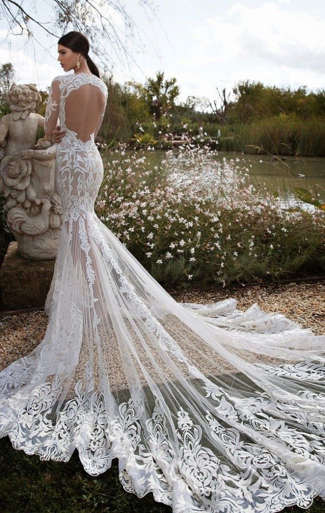 Berta 2015 Open Back Mermaid Lace Wedding Gown