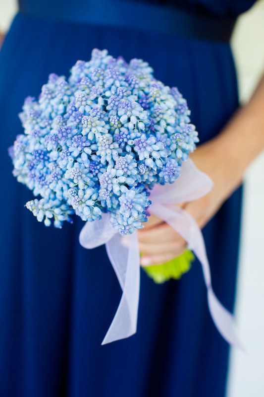 Blue hyacinth bridesmaid bouquet