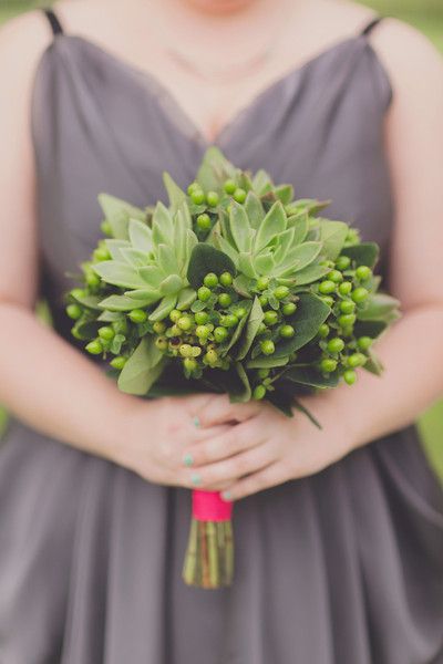 Bridesmaid Bouquet filled with succulents and berries