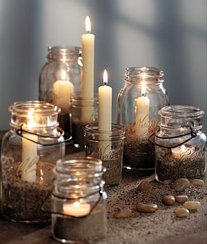 Brown Rustic Mason Jars Wedding Centerpiece