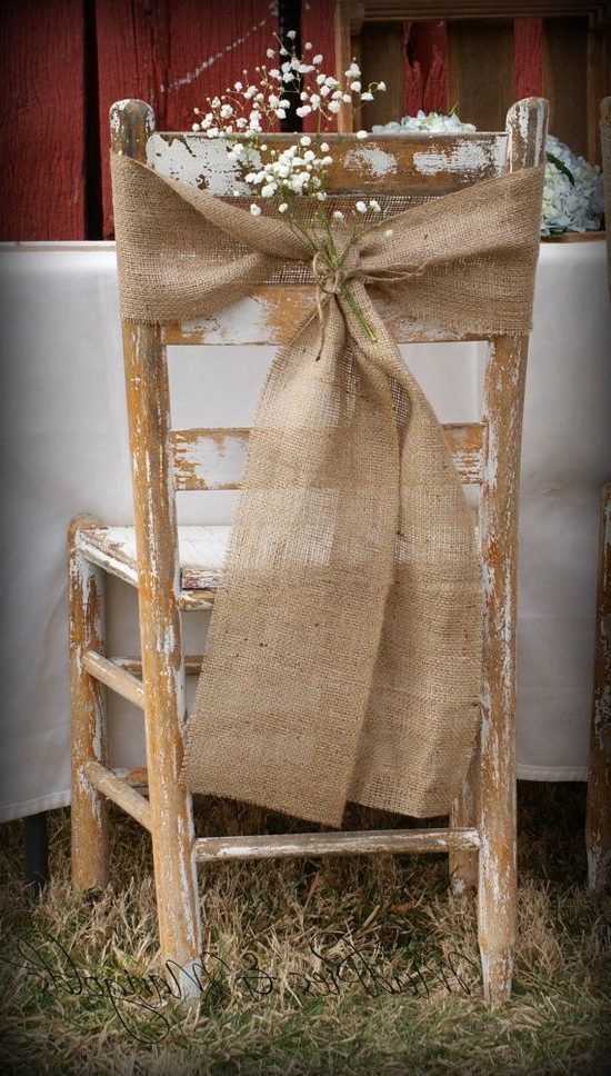 Burlap Chair Sash Rustic Wedding Decor