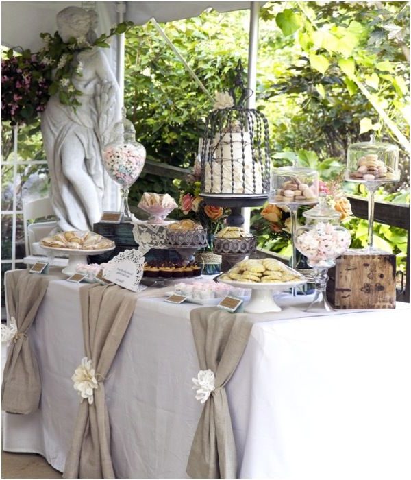55 Chic-Rustic Burlap and Lace Wedding Ideas 18 Chic Rustic Burlap Wedding Dessert Table Ideas