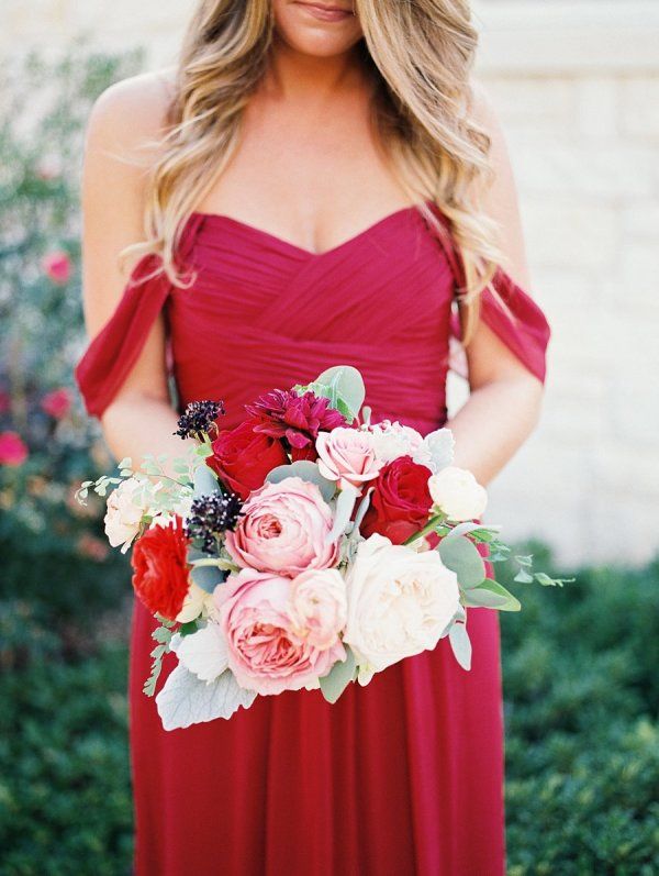 Crimson Deep Red Bridesmaids Dress