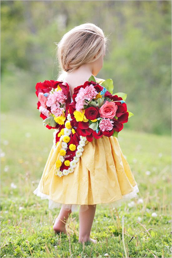 Cute Flower girl in yellow and flower dress