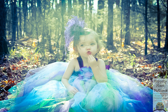 Cute Peacock Flower Girl Tutu Dress