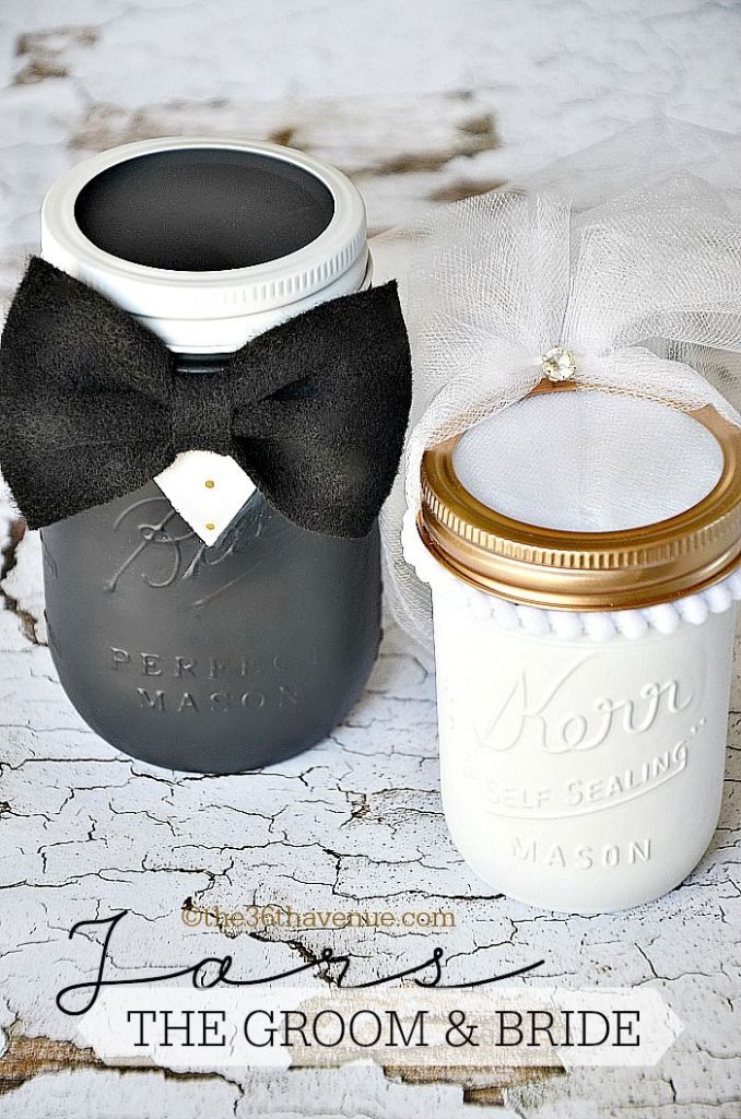 DIY Groom and Bride Mason Jars