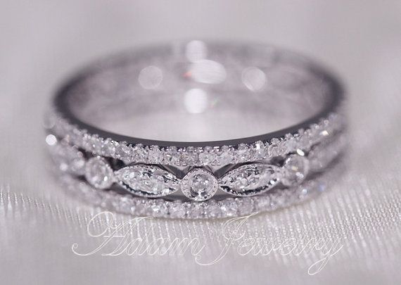 Discount 3 Full Eternity Bands 14k White Gold Wedding Band Diamonds Ring