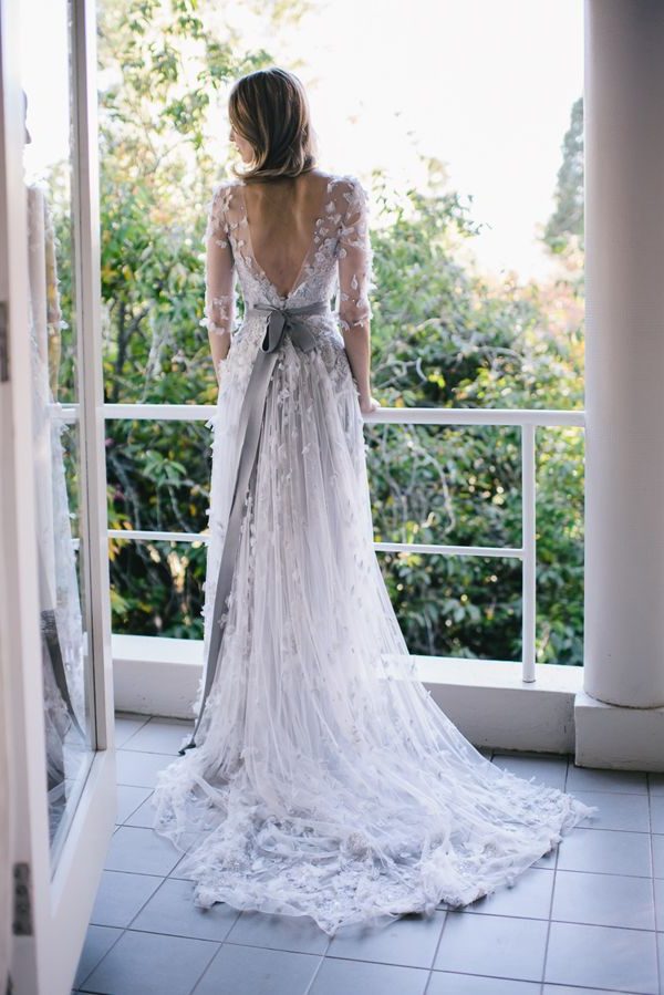 Elie Saab grey open back wedding gown