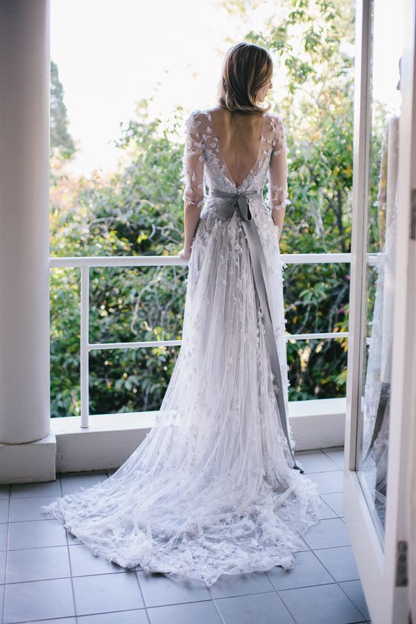 Elie Saab grey open back wedding gown