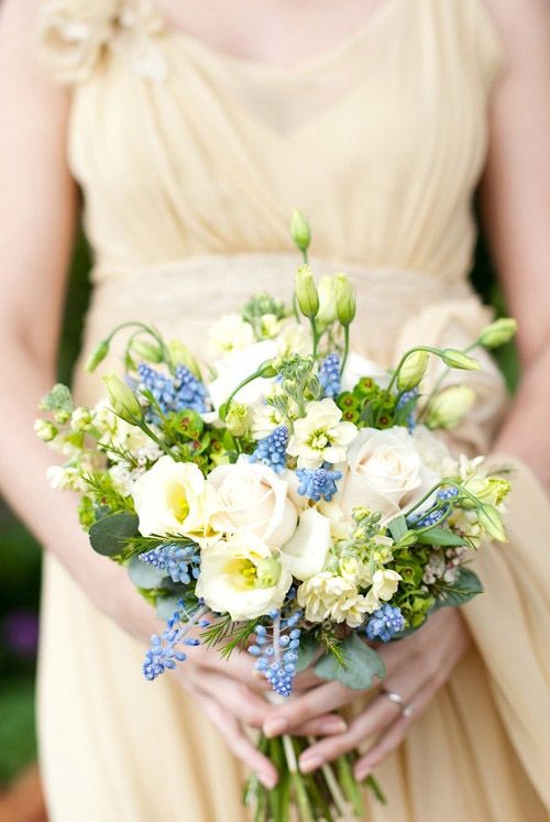 English garden blue hyacinth wedding bouquet