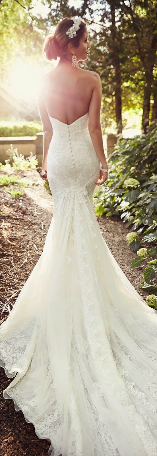 Essense of Australia Backless Lace Mermaid Wedding Dress