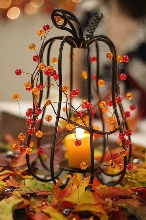 Fall Wedding Centerpieces with Candle