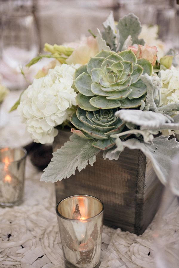 Farmhouse Chic Winery Wedding Ideas-Succlent Wedding Centerpiece