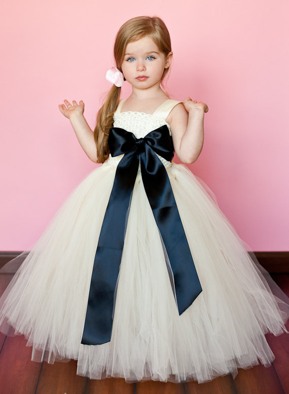 Giant Bow Black and White Flower Girl Dress