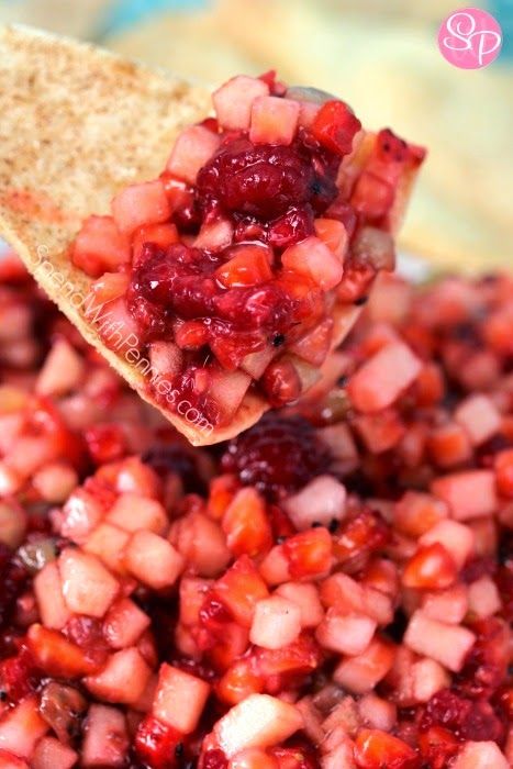 Healthy Appetizers Recipes- Fruit Salsa with Cinnamon Crisps