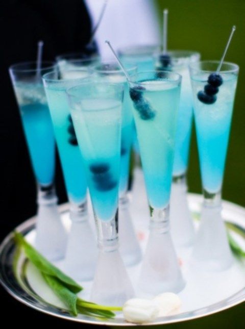 Ice blue signature wedding drink cocktail
