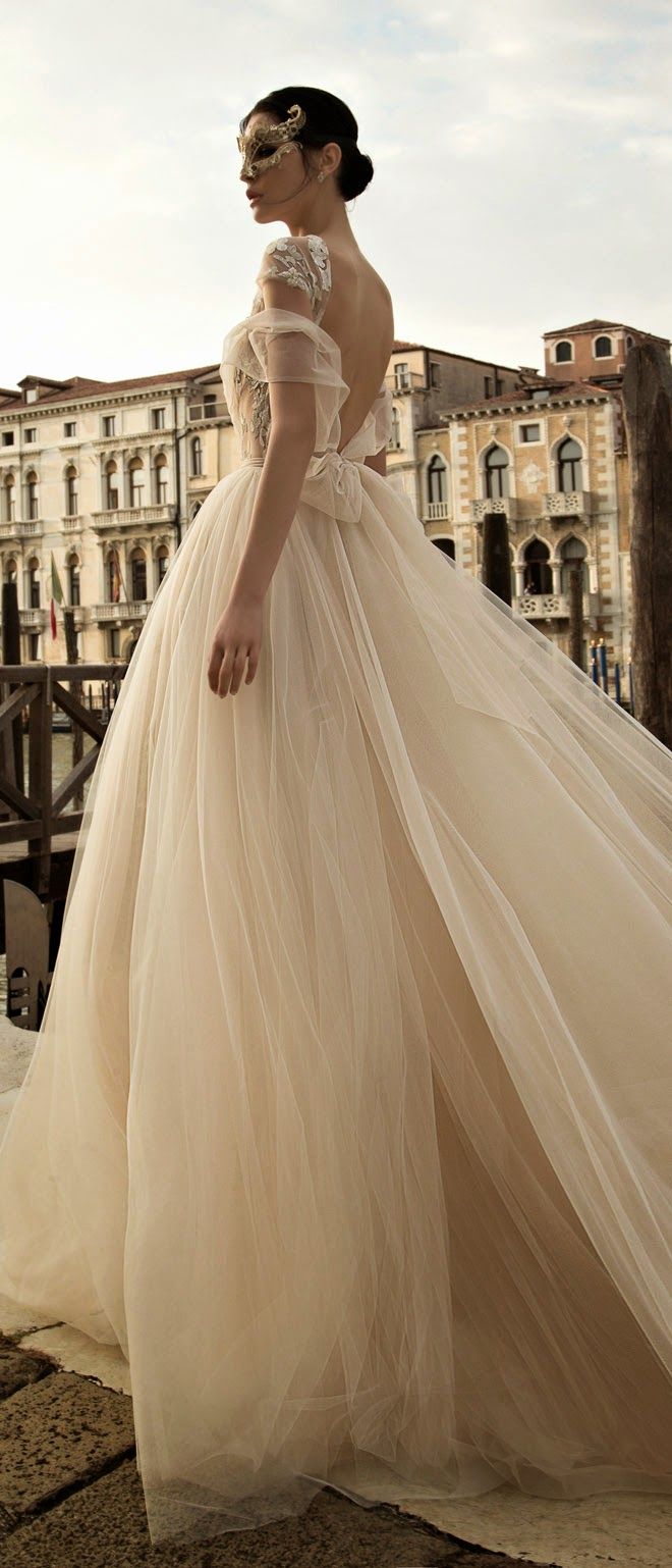 Inbal Dror 2015 Tulle Open Back Wedding Gown