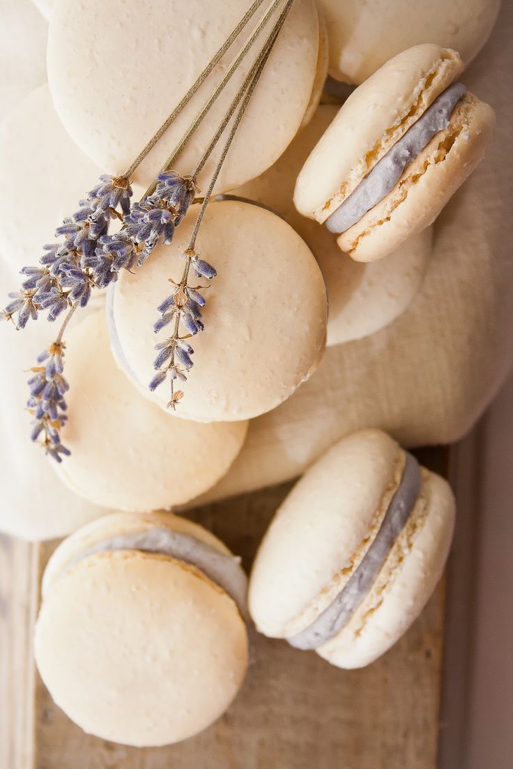 Ivory and Lavender Macarons