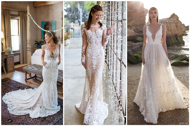 lace and pearl wedding dress