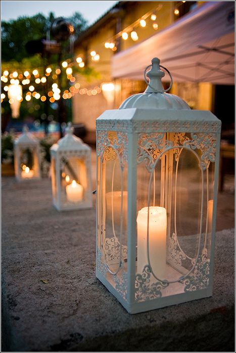 Lanterns add a romantic, whimsical feel to an outdoor wedding