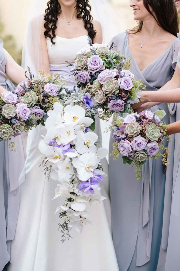 Dark Purple And White Wedding Bouquets