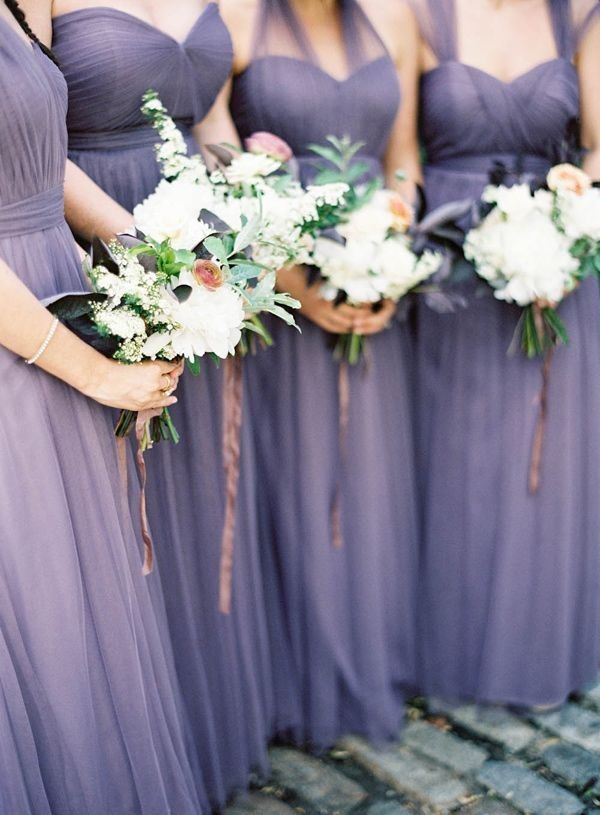 plum and lavender bridesmaid dresses