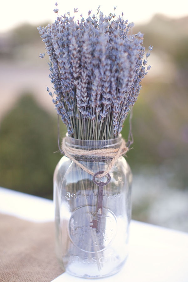 Lavender in Mason Jars for rustic centerpieces and wedding decor