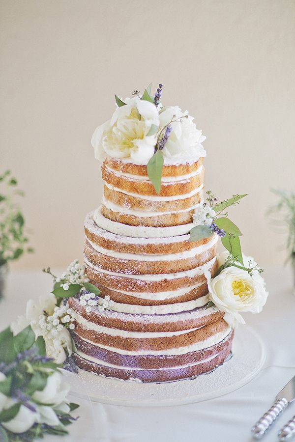 Lavender-infused naked cake for wedding