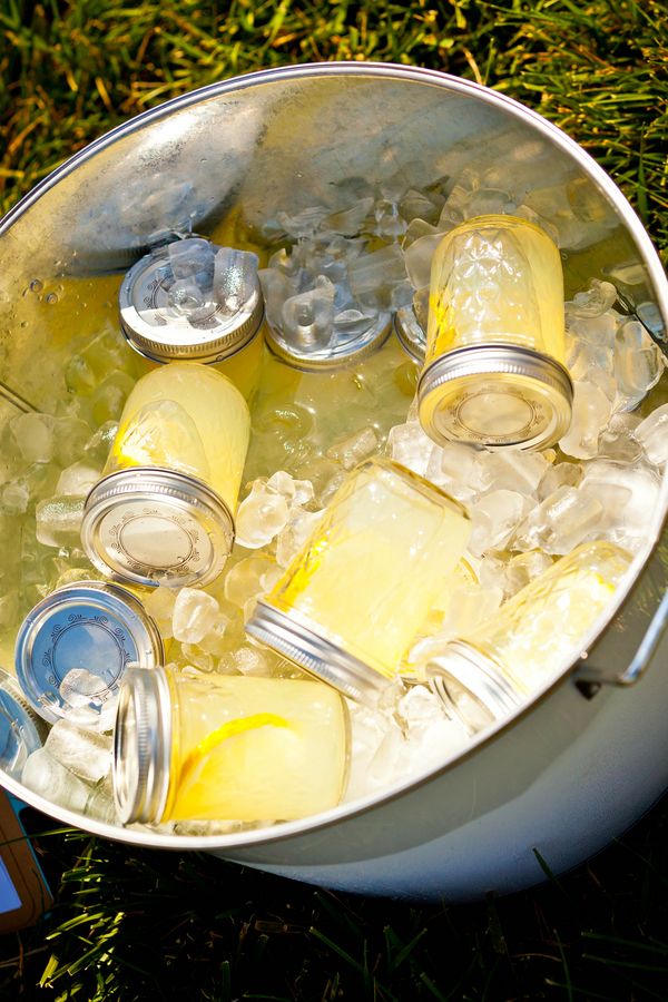 Lemonade Mason Jar Wedding Ceremony Refreshments