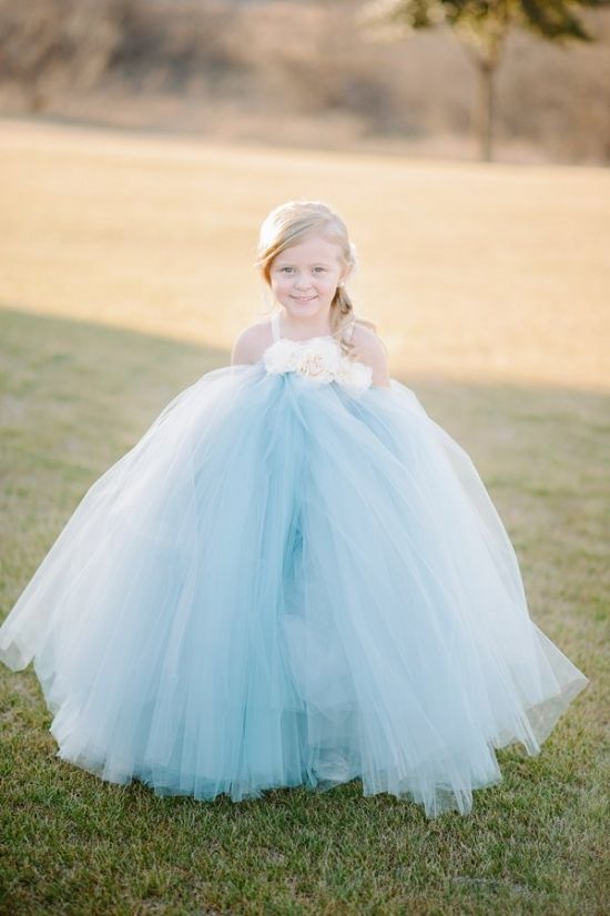 Light Blue Tutu Flower Girl Dress