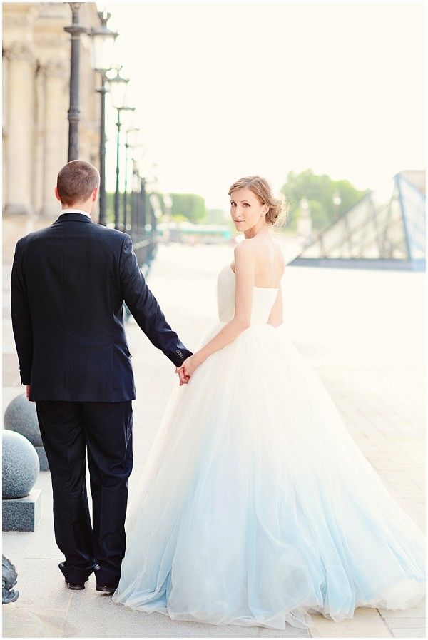 Light blue ombre wedding dress