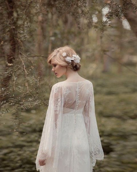 Long Sleeves Lace Woodland Wedding Dress
